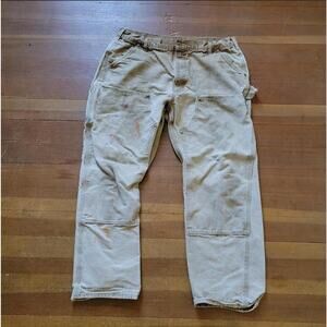 Vintage Carhartt Tan Double Knee Paint Carpenter Pants Dungaree Fit Grunge 40x32